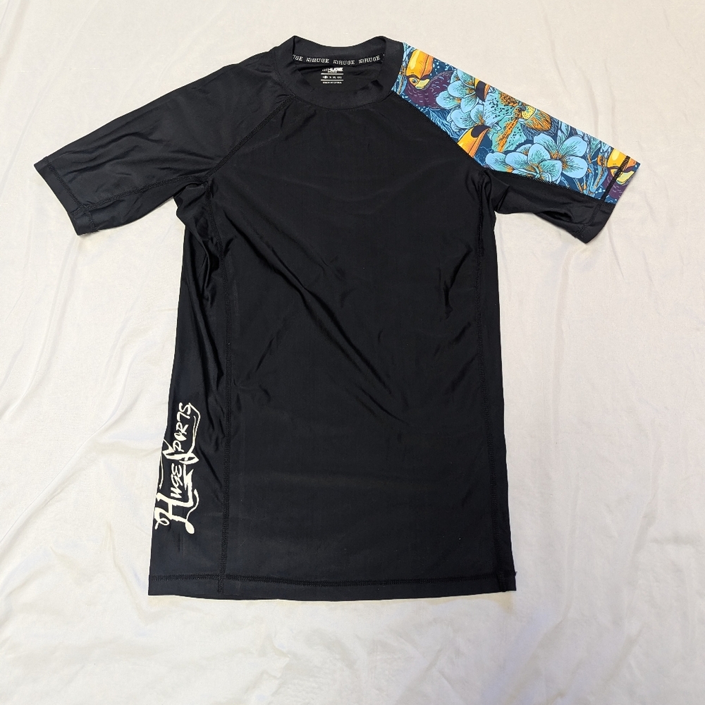 Huge Sports Tropical Tucan Short Sleeve Rash Gaurd Men's Medium Surf Beach Boat